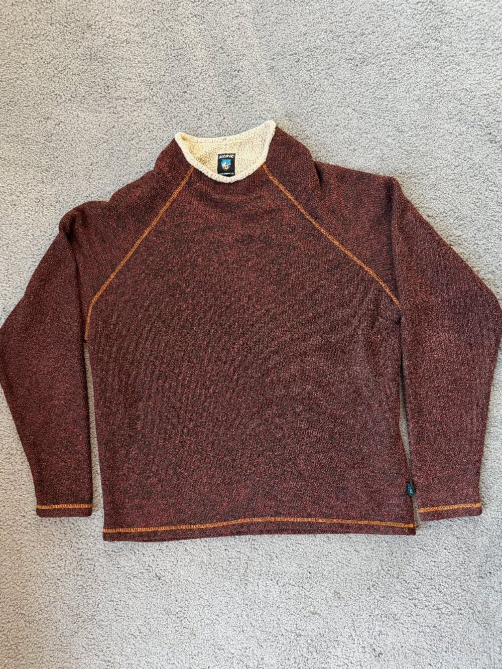 Kuhl Vtg Stovepipe Alfpaca Fleece Mock Neck Sweater Pullover Men's Rust Red EUC
